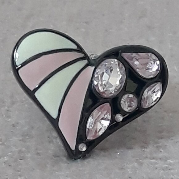 Guess Heart Ring with Adjustable Band. Pink, White and Black - Picture 2 of 5